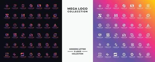 kleurovergang letter s logo set. mega-logo, pictogrammen voor bedrijven van digitaal, technologie, financiën, luxe, enz vector