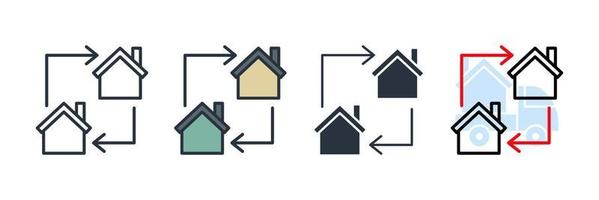 bewegende huis pictogram logo vectorillustratie. verander huissymboolsjabloon voor grafische en webdesigncollectie vector
