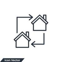 bewegende huis pictogram logo vectorillustratie. verander huissymboolsjabloon voor grafische en webdesigncollectie vector