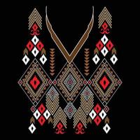 webbeautiful halslijn embroidery.geometric etnische oosterse patroon traditioneel op zwarte background.aztec style,abstract,vector,illustration.design voor textuur,stof,mode vrouwen dragen,kleding,pri vector