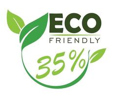 eco vriendelijke stempel iconen vector illustratie met groene biologische plant blad. eco-vriendelijke groene blad label sticker. 2D-vectorillustratie.