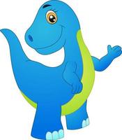 schattige blauwe dinosaurus cartoon poseren vector