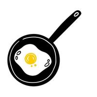 gebakken eieren in een koekenpan. doodle ontbijt. vector