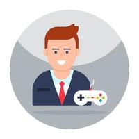 perfect design icoon van gamer, avatar met gamepad vector