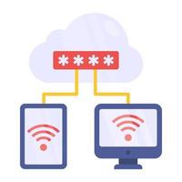 cloud hosting pictogram in fiat ontwerp geïsoleerd op een witte achtergrond vector