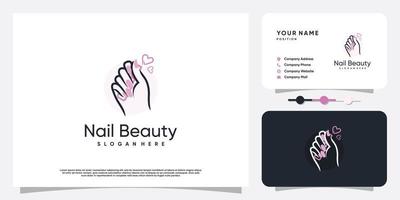 nagel schoonheid logo-ontwerp met creatieve elementstijl voor mode premium vector