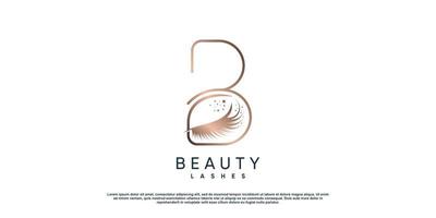 letter b logo-ontwerp met lash concept premium vector