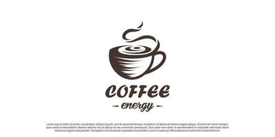 koffie logo-ontwerp met energie-element concept premium vector