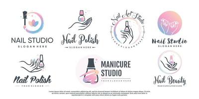 set van nagel schoonheid logo ontwerp voor met creatief element concept premium vector