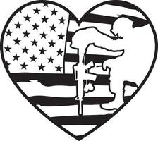 amerikaanse vlag hart met soldaat 03 vector