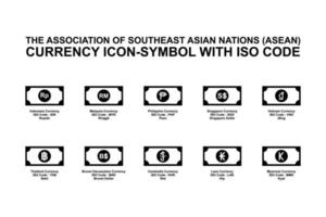 de associatie van Zuidoost-Aziatische landen, asean valutapictogram symbool met iso-code. vector illustratie