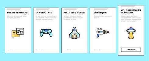 geek, nerd en gamer onboarding pictogrammen instellen vector