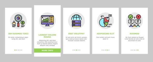 marktonderzoek en analyse onboarding pictogrammen instellen vector