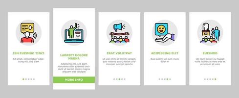 introductie toespraak onboarding pictogrammen instellen vector