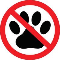 verboden dierlijke voetafdruk teken op witte achtergrond. verboden katten- of hondenpictogram. geen huisdieren toegestaan teken. vlakke stijl. vector