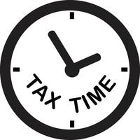 belasting tijdpictogram op witte achtergrond. staat belastingen logo. vlakke stijl. belasting betaling teken. symbool van overheidsbelastingen. vector