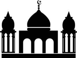 moskee pictogram op witte achtergrond. vlakke stijl. wassende maan en moskeepictogram voor uw websiteontwerp, logo, app, ui. moskee symbool. islamitisch teken. vector
