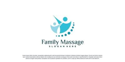 chiropractie logo voor massage en zaken met creatief element concept premium vector