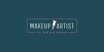 make-up schoonheid logo ontwerp met lippen concept premium vector