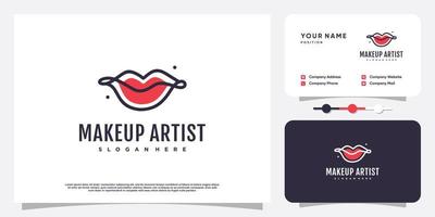 make-up schoonheid logo ontwerp met lippen concept premium vector