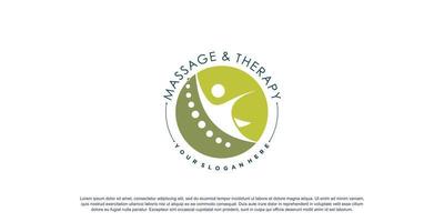 chiropractie logo voor massage en zaken met creatief element concept premium vector