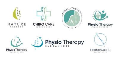 chiropractie logo met creatief element concept premium vector