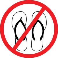 geen sandalen pictogram op witte achtergrond. geen flip-flops symbool. pantoffels verbodsbord. vlakke stijl. vector