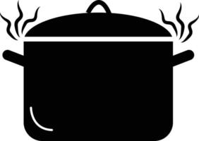 pan-pictogram op witte achtergrond. hete pot teken. koken in pan. soeppan symbool. vlakke stijl. vector