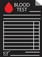 bloedonderzoek resultaten pictogram op witte achtergrond. vlakke stijl. lab rapport teken. vector