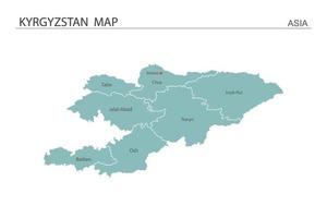 Kirgizië kaart vectorillustratie op witte achtergrond. kaart hebben alle provincies en markeer de hoofdstad van Kirgizië. vector