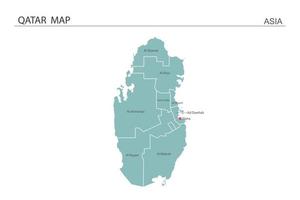 Qatar kaart vectorillustratie op witte achtergrond. kaart hebben alle provincies en markeer de hoofdstad van qatar. vector