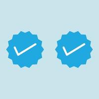 sociale media-account geverifieerde goedkeuring blauw vinkje blauw geverifieerd badge vectorpictogram vector