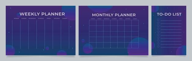 persoonlijke vergaderingen planning werkblad ontwerpsjabloon set. afdrukbaar blad voor het stellen van doelen. bewerkbare voorbeeld van tijdbeheer. planningspagina voor het organiseren van persoonlijke taken vector