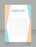 pasgeboren baby checklist werkblad ontwerpsjabloon. afdrukbaar blad voor het stellen van doelen. bewerkbare voorbeeld van tijdbeheer. planningspagina voor het organiseren van persoonlijke taken vector