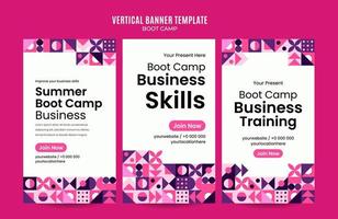 moderne geometrie - bootcamp-webbanner voor verticale poster, banner, ruimte en achtergrond op sociale media vector