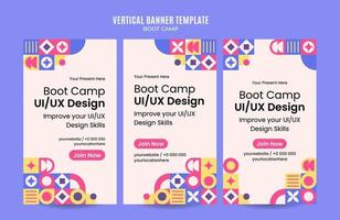 moderne geometrie - bootcamp-webbanner voor verticale poster, banner, ruimte en achtergrond op sociale media vector