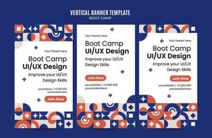 moderne geometrie - bootcamp-webbanner voor verticale poster, banner, ruimte en achtergrond op sociale media vector