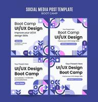 moderne geometrie - bootcamp-webbanner voor sociale media vierkante poster, banner, ruimtegebied en achtergrond vector