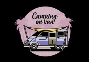 van camper en buitentent illustratie ontwerp vector