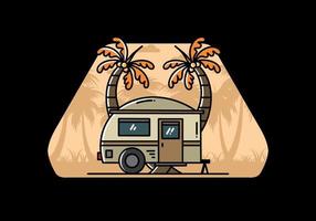 traan camper en kokospalm illustratie ontwerp vector