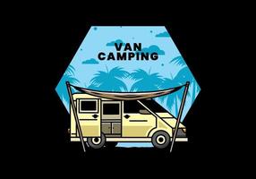 van camper en buitentent illustratie ontwerp vector