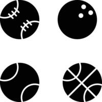 softbal, bowlingbal, tennis en basketbal icon set vector
