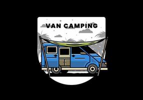 van camper en buitentent illustratie ontwerp vector