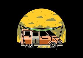 van camper en buitentent illustratie ontwerp vector