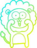 koude gradiënt lijntekening happy cartoon leeuw vector