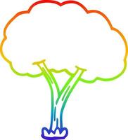 regenbooggradiënt lijntekening cartoon bloeiende boom vector