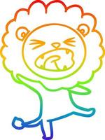 regenbooggradiënt lijntekening cartoon leeuw vector
