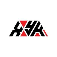 xyk driehoek brief logo ontwerp met driehoekige vorm. xyk driehoek logo ontwerp monogram. xyk driehoek vector logo sjabloon met rode kleur. xyk driehoekig logo eenvoudig, elegant en luxueus logo. xyk
