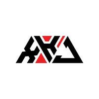 xkj driehoek brief logo ontwerp met driehoekige vorm. xkj driehoek logo ontwerp monogram. xkj driehoek vector logo sjabloon met rode kleur. xkj driehoekig logo eenvoudig, elegant en luxueus logo. xkj