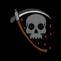 schedel grim reaper illustratie vector om af te drukken op t-shirt, poster, logo, stickers enz